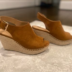 Brown suede wedge sandal, worn once and in great condition.